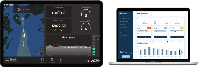 A digital user interface for a marine commercial product.