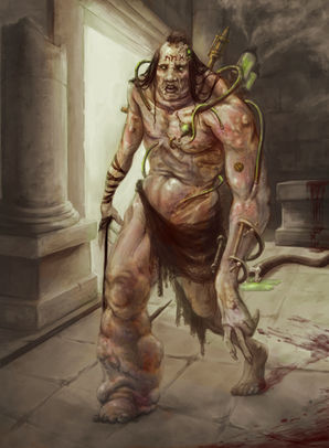 ilustração golem de carne rpg card game Monstros e Tesouros G. Pawlick