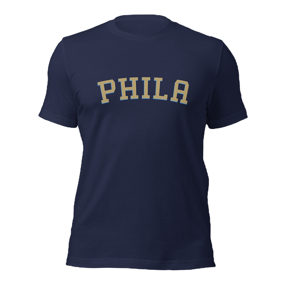 PHILA - Philadelphia Unisex Sports T-Shirt - Gold and Navy Blue