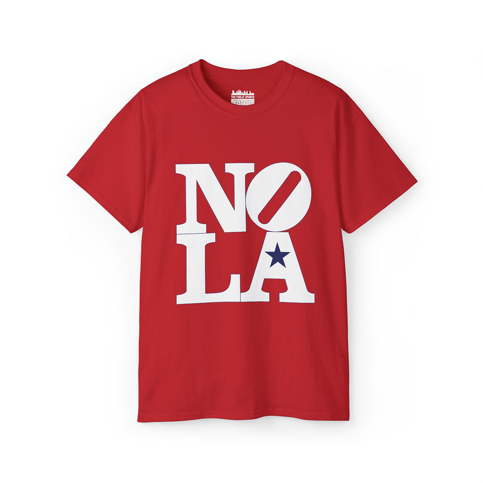 Thumbnail: NOLA LOVE T-Shirt with white text on red t-shirt