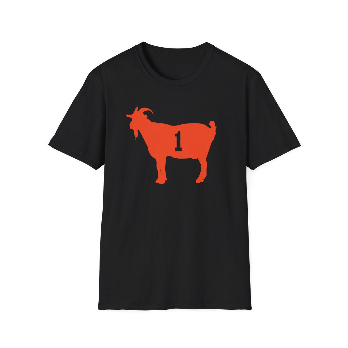 Black and Orange Philadelphia Hockey Goat #1 Unisex Softstyle T-Shirt front view