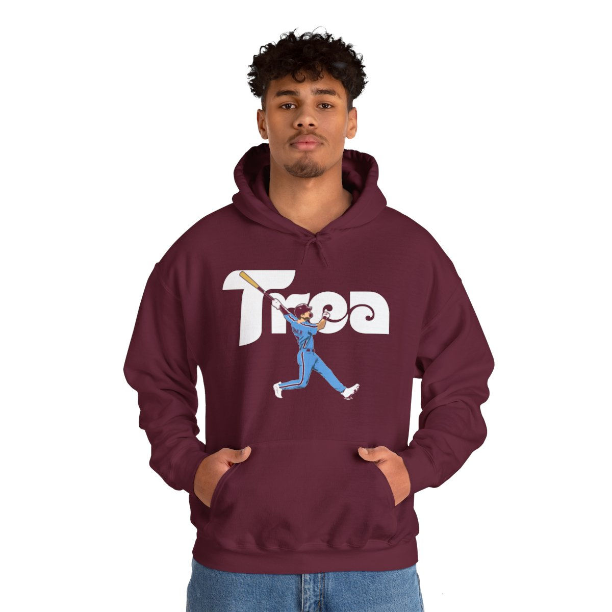 Trea Retro Style Philadelphia Baseball Hoodie in maroon