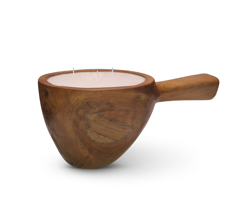 Teakwood Pot with Handle Candle