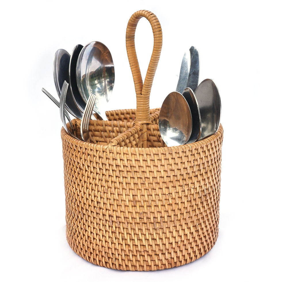 Thumbnail: Rattan Round Cutlery Holder
