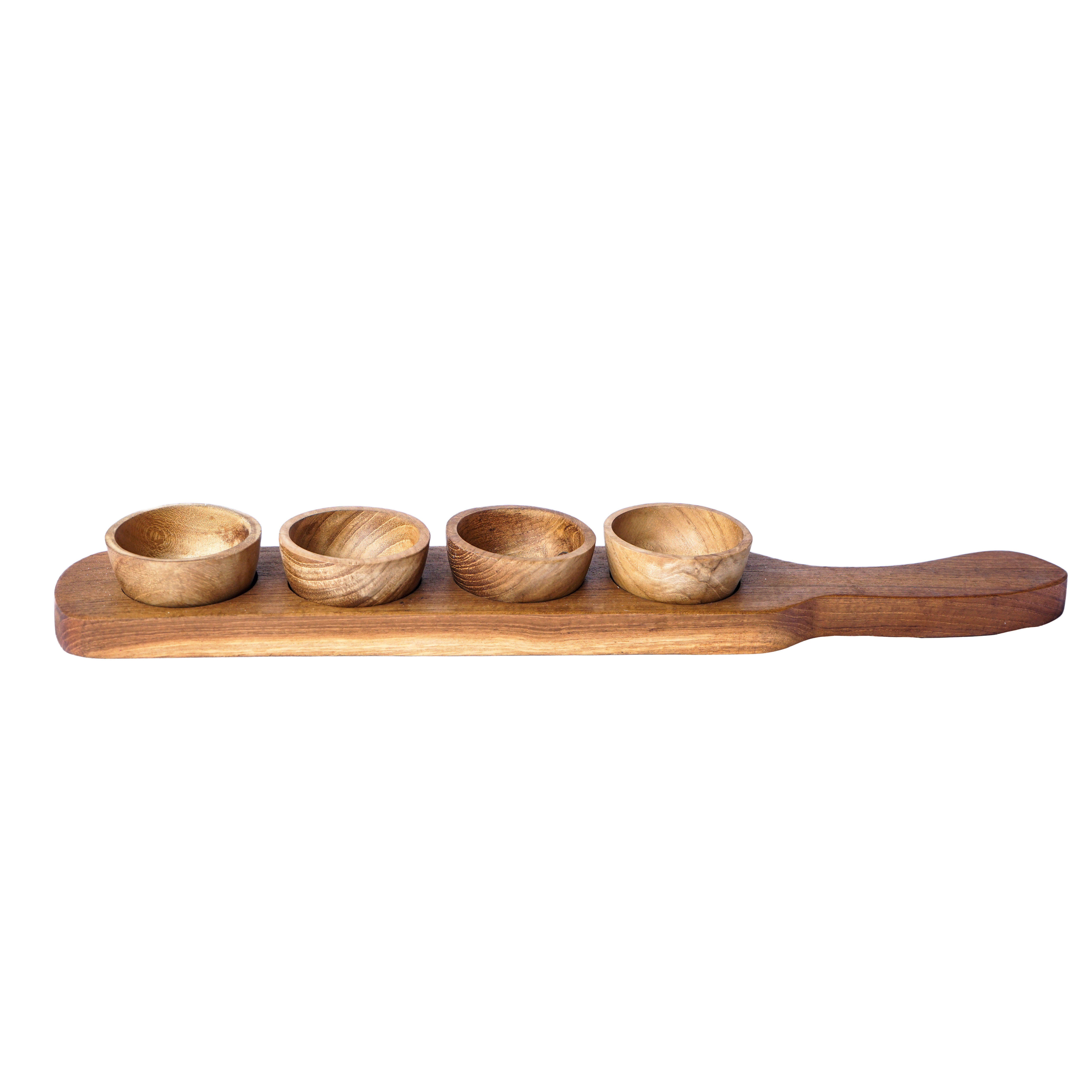 Teakwood Condiment Dipping Bowls Set