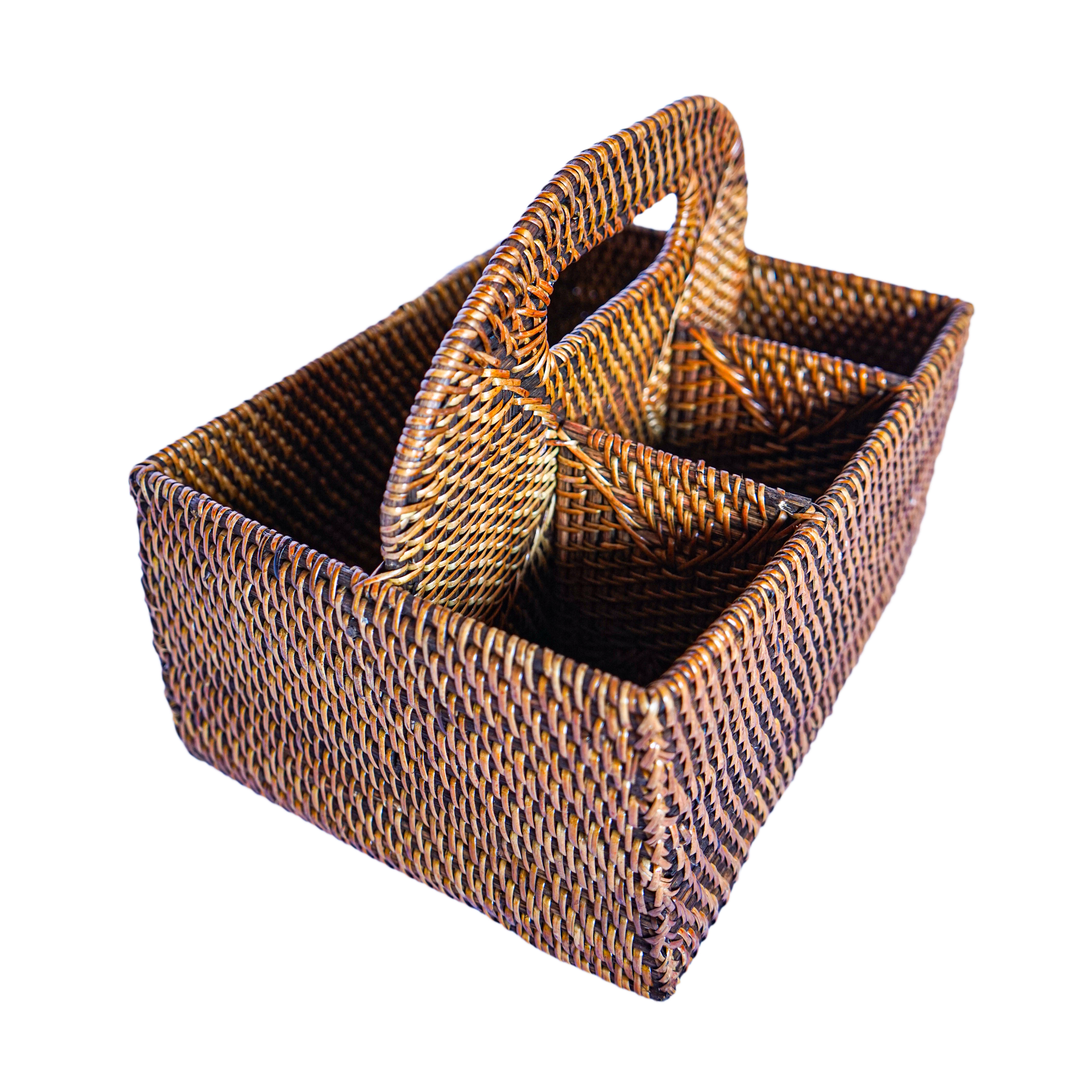 Black Burnt Rattan Utensil Holder