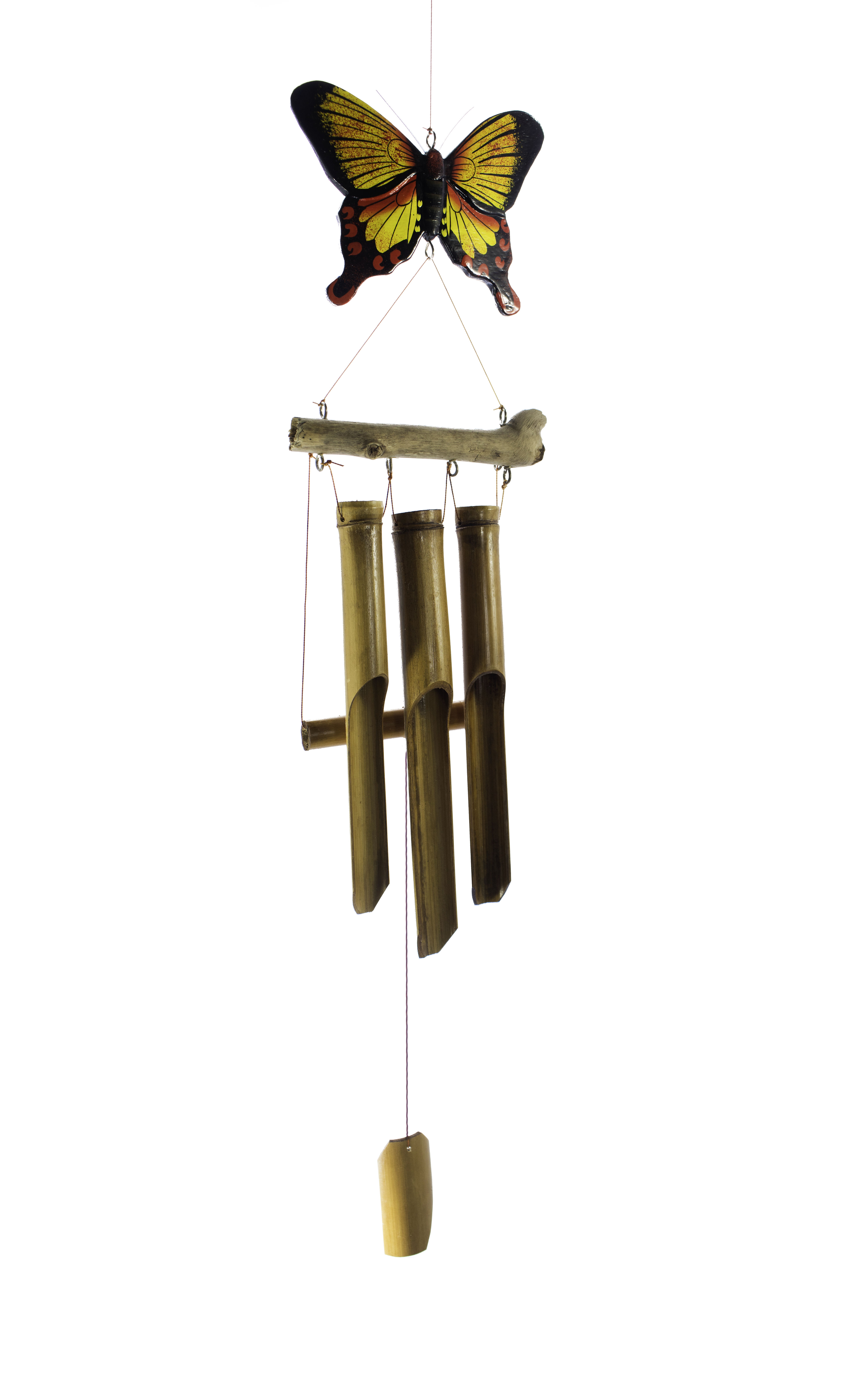 Hand Painted Wood Butterfly Bamboo Chime