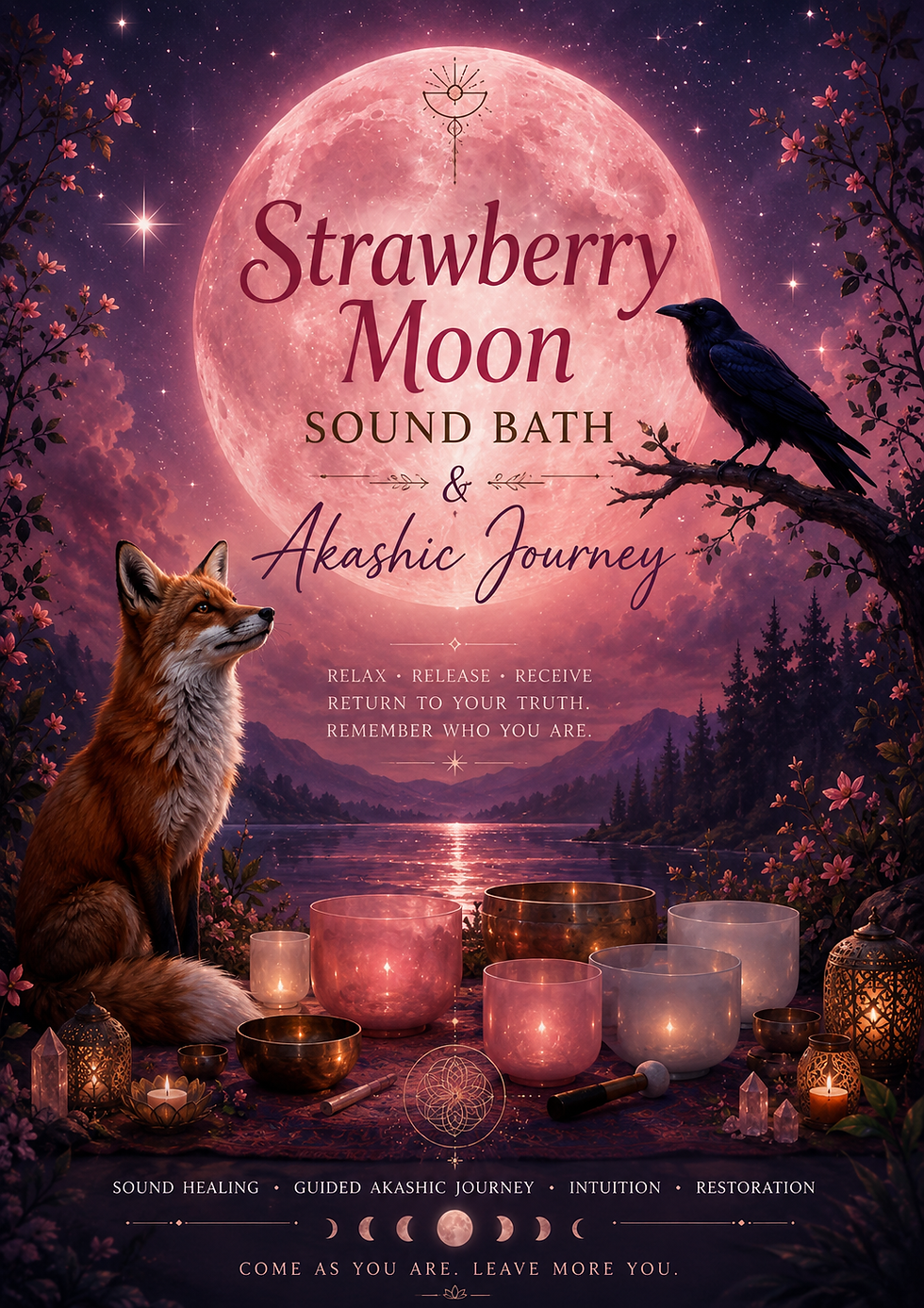 Strawberry Full Moon Sound Bath & Akashic Journey