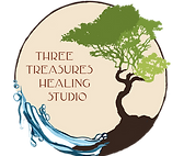 Logo of tree near water in a circular design