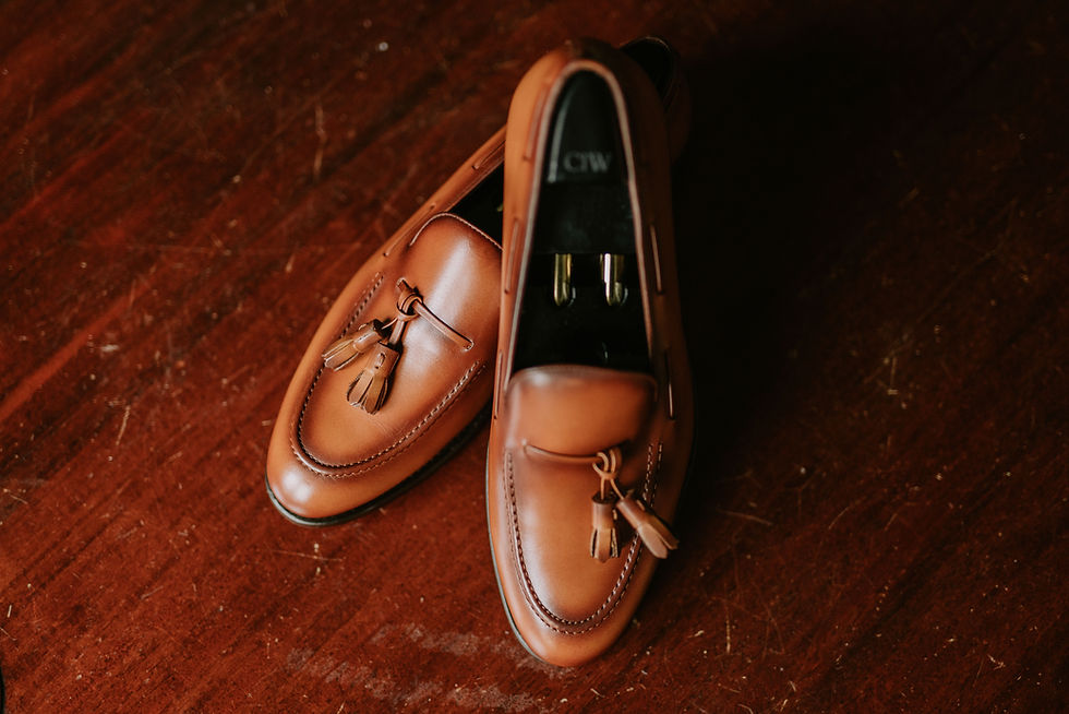 Thumbnail: Ojih Burnishing Brown Calf Leather Tassel Loafer