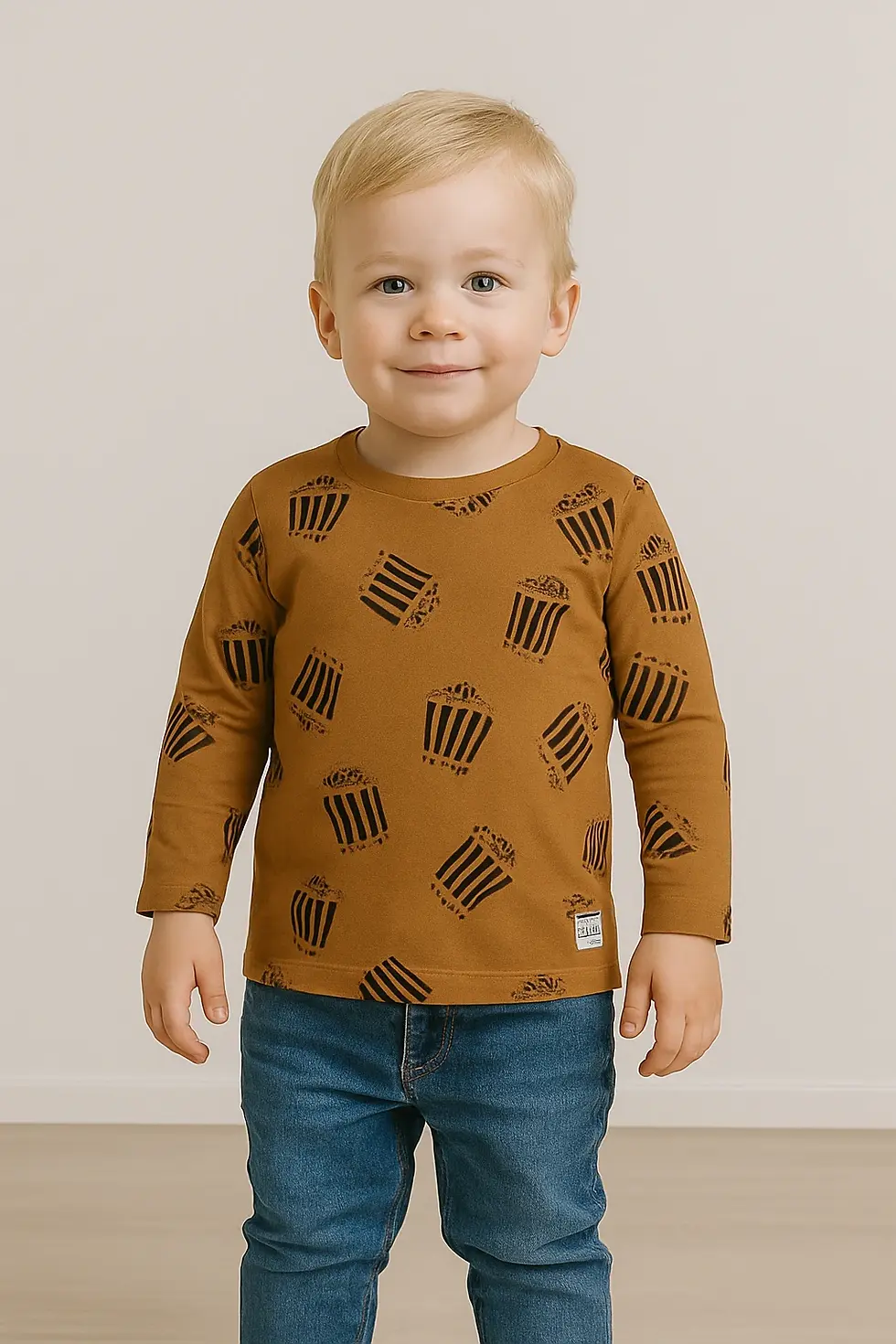 CAKE DESIGN FULL SLEEVE  BOY'S PRINTED  T SHIRT 