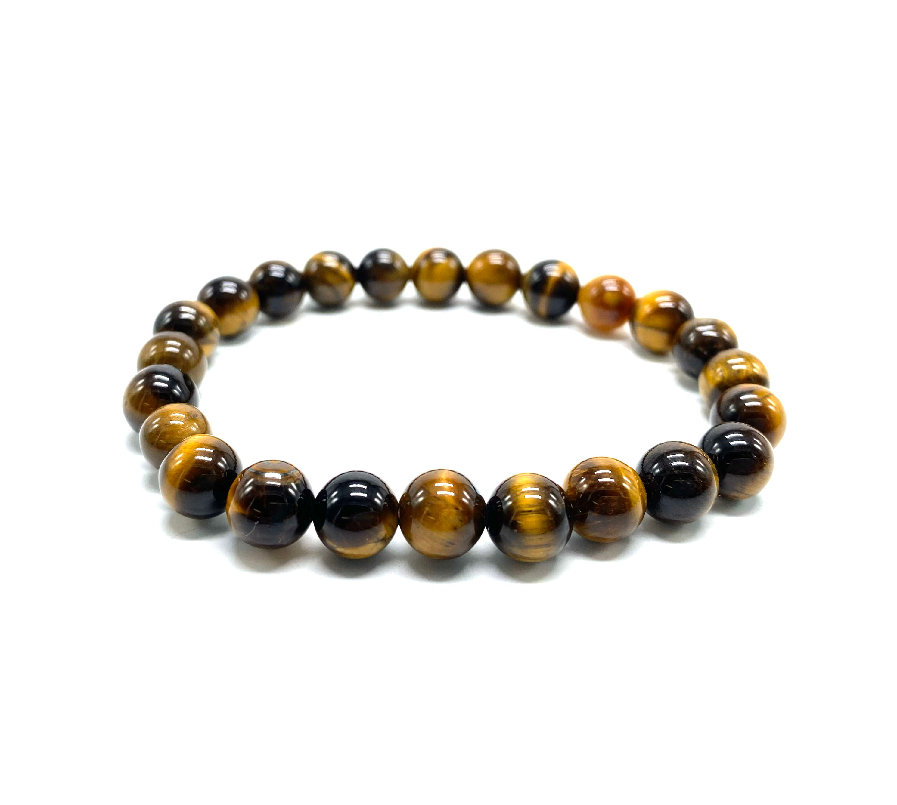 8 mm Brown Tiger Eye Stretch Round Beads Bracelets-5A
