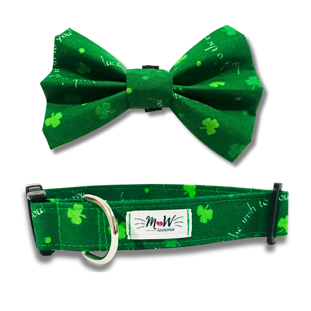 🌿 Set “Good Luck Duo” – Collar + Accesorio (Bow Tie)