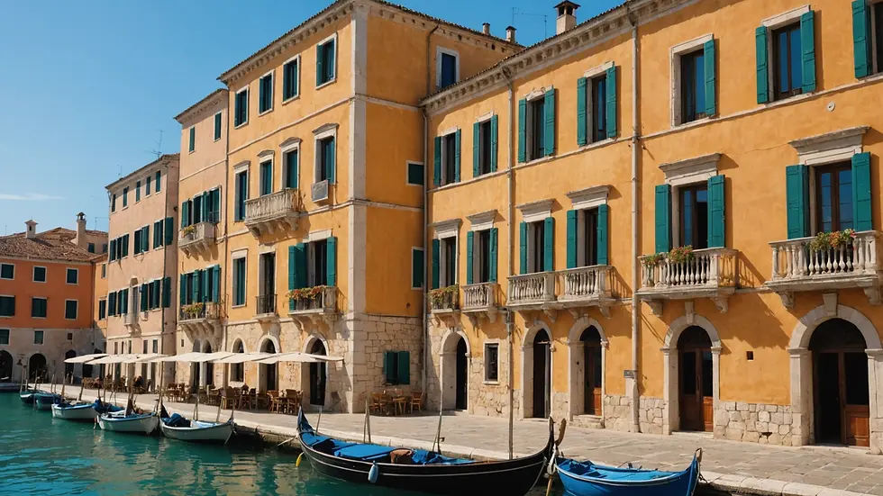 Close-up view of Fiskardo's Venetian-style buildings