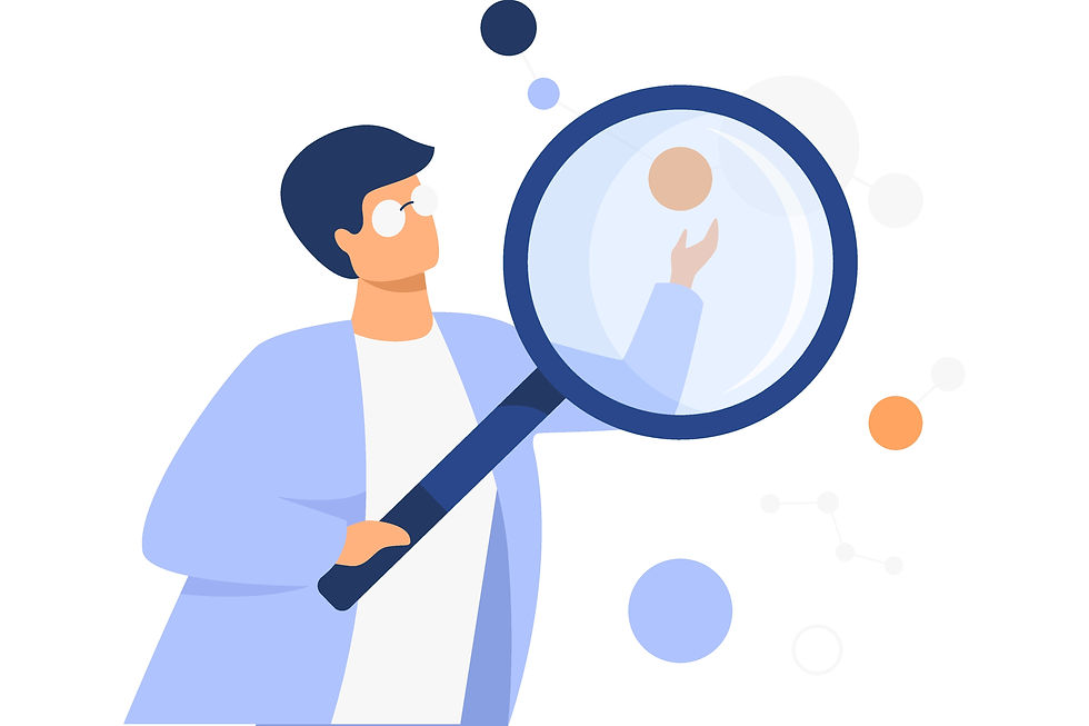 specialist looking in a magnifying glass