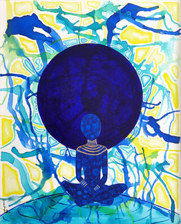 Mindfulness, acrylic painting canvas unique artwork modern margynall contemporary artist surrealism abstract french singapore woman pop art