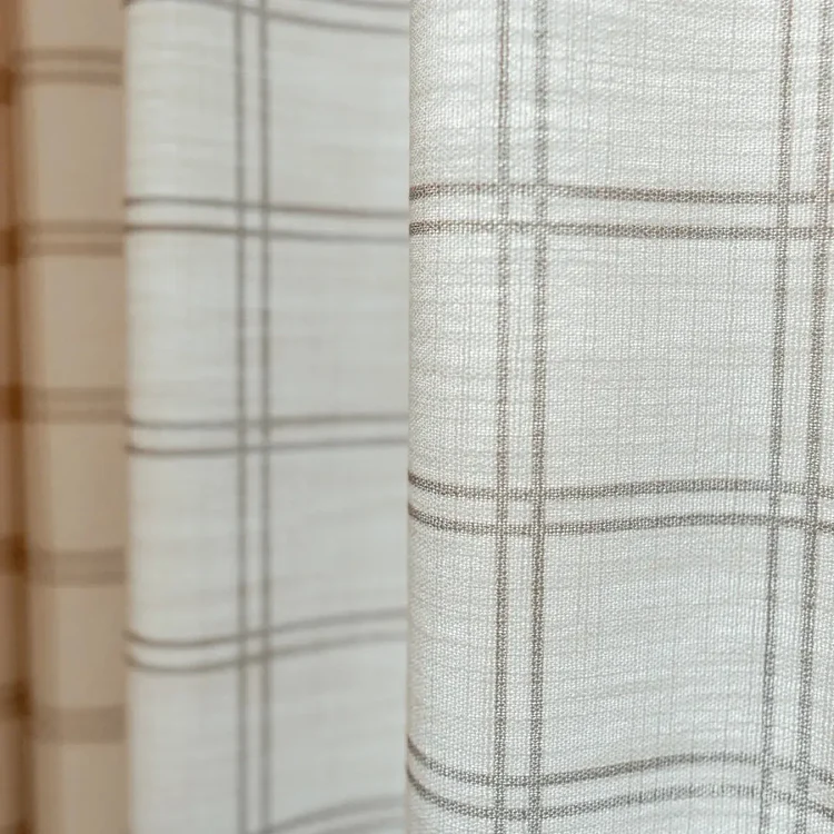 Stefana Silber Print Linen Blend Curtain Drapery Pleated