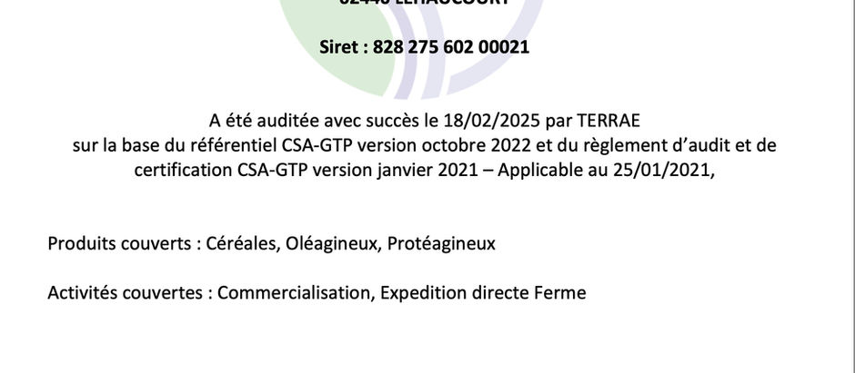 Audit de suivi annuel certification CSA GTP