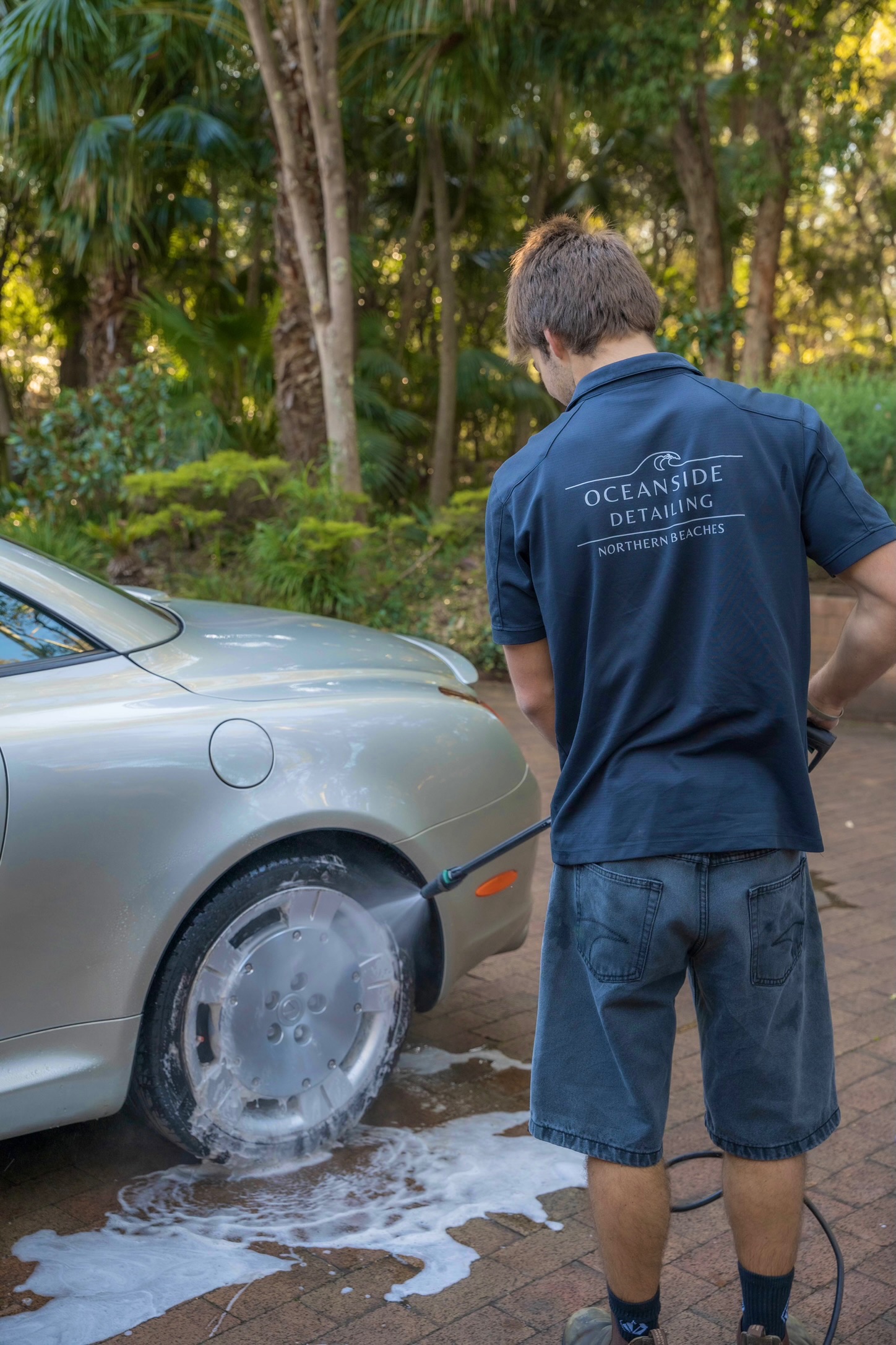 Exterior car detailing Northern Beaches Sydney — foam cannon wash and protective paint sealant
