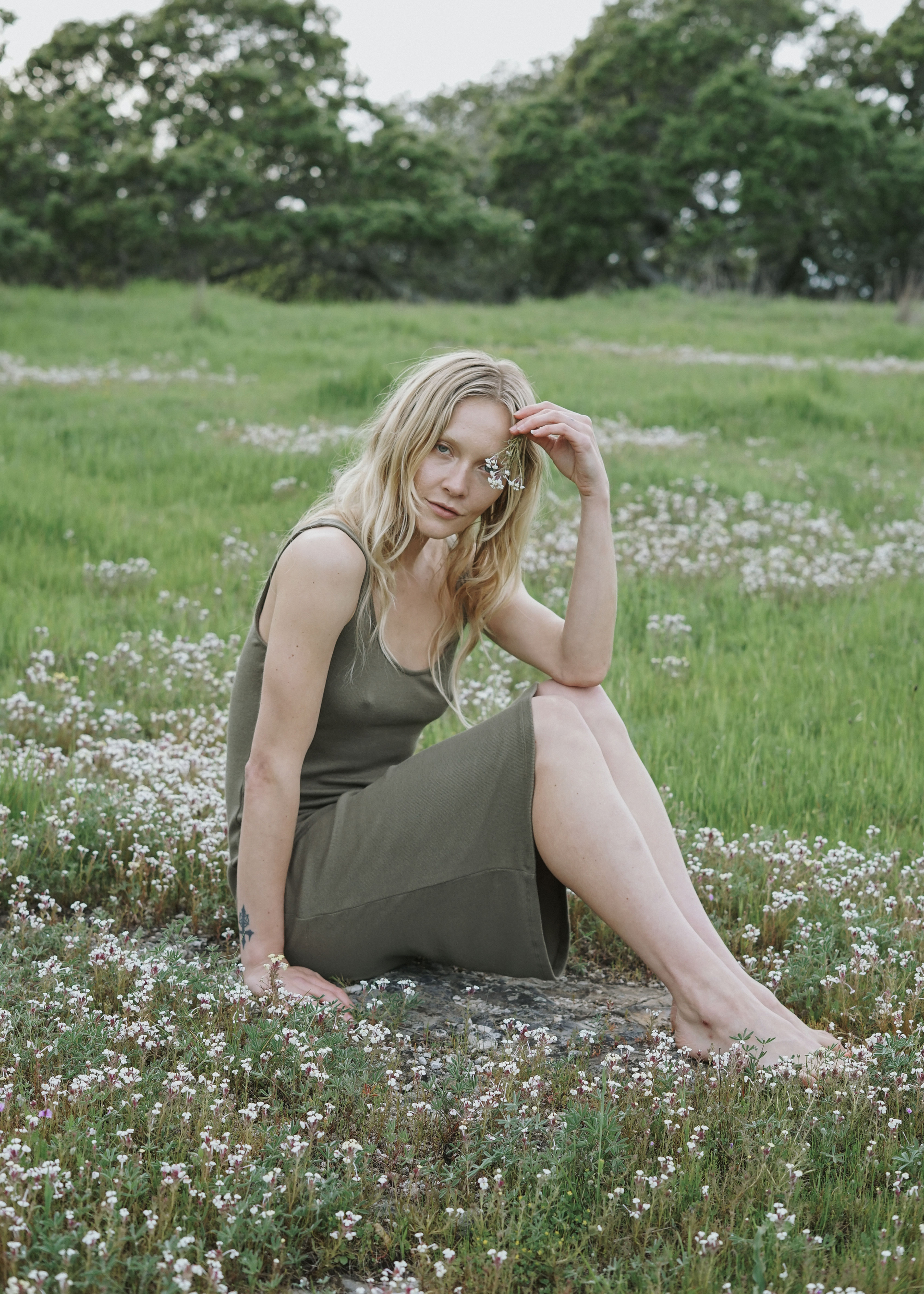 stretch dress in bamboo rib