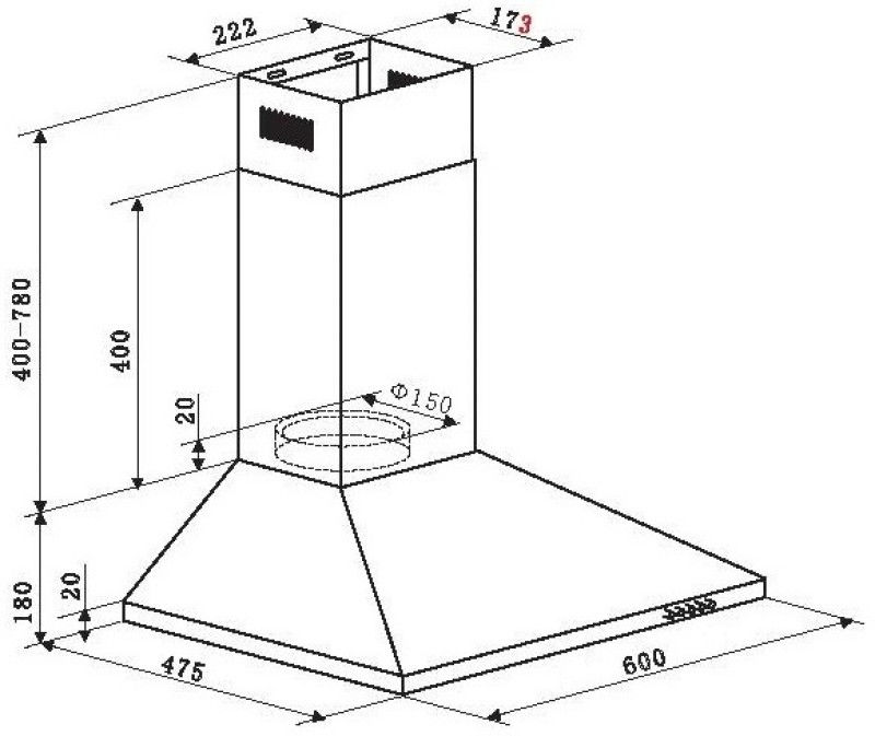 Thumbnail: Falco ONL-60P53 Wall Mounted Chimney - Image 3