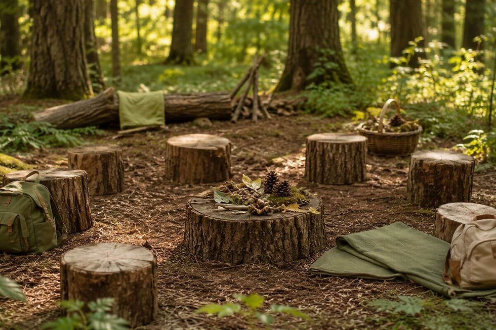 Ein klarer Sammelplatz gibt Kindern Orientierung und schafft den sicheren Rahmen für kleine Naturabenteuer.
