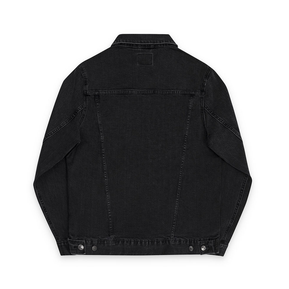 Thumbnail: Black denim jacket, back view