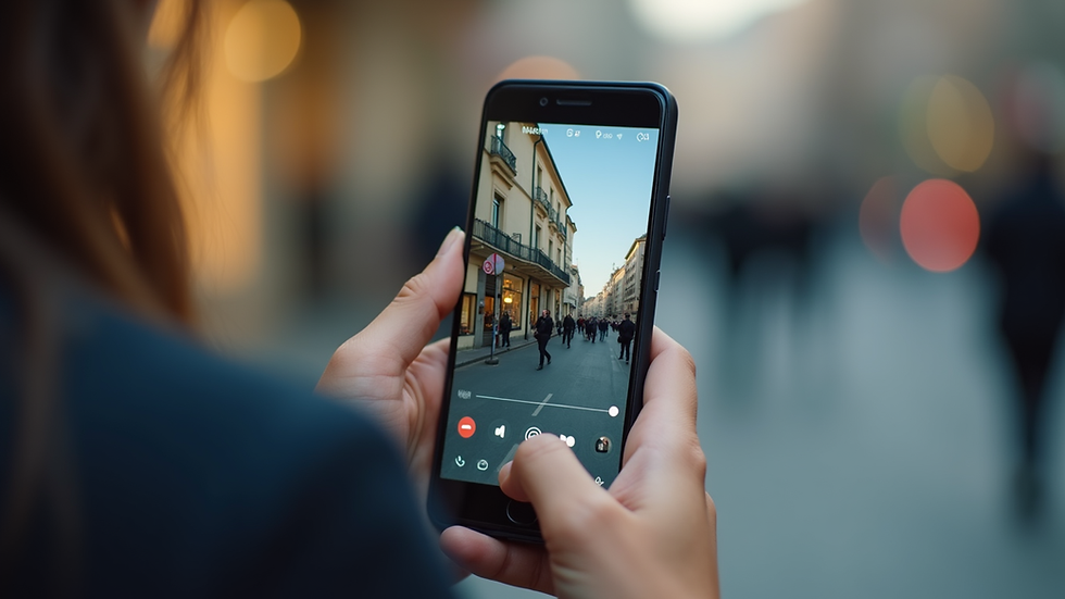 Eye-level view of a smartphone showing a short-form video on social media