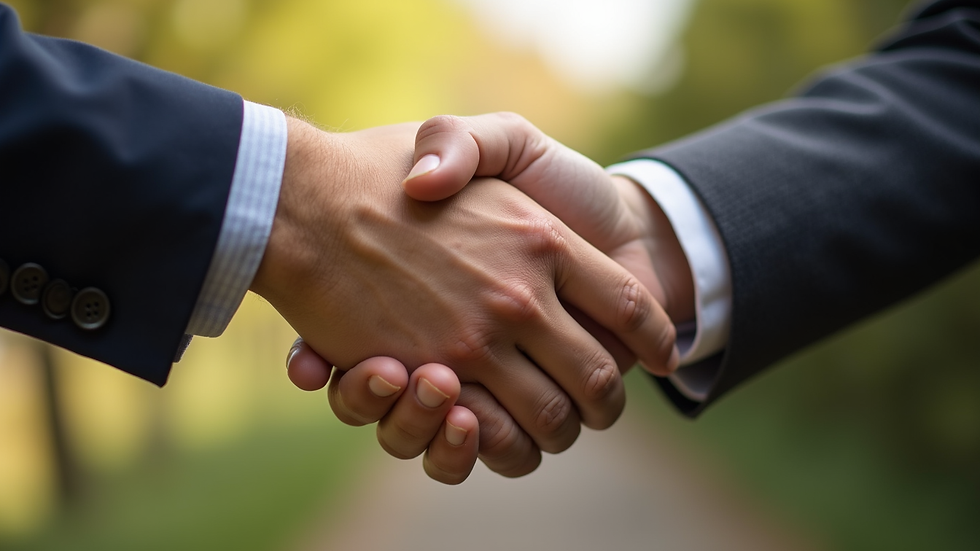 Close-up view of a handshake symbolizing trust and partnership