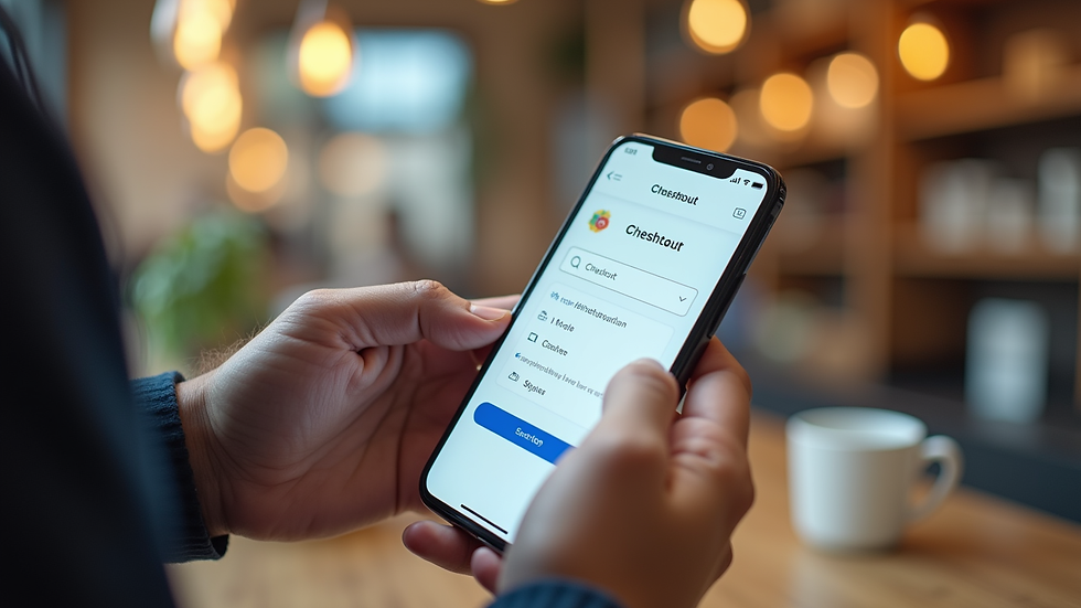 Close-up view of a smartphone displaying a mobile-friendly checkout screen