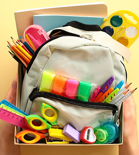 school backpack with suplies