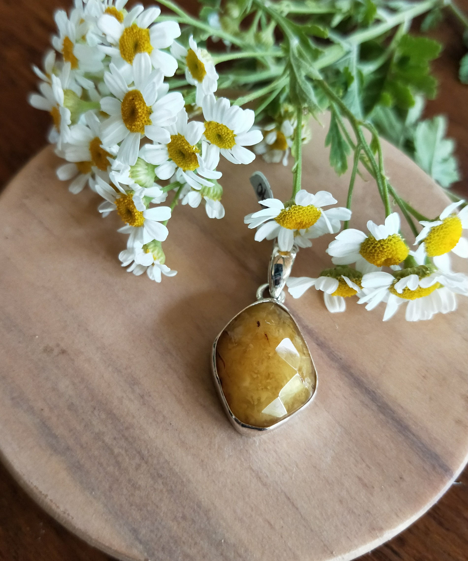 Amber faceted pendant
