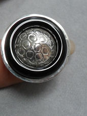 Onyx and Silver Adjustable Ring