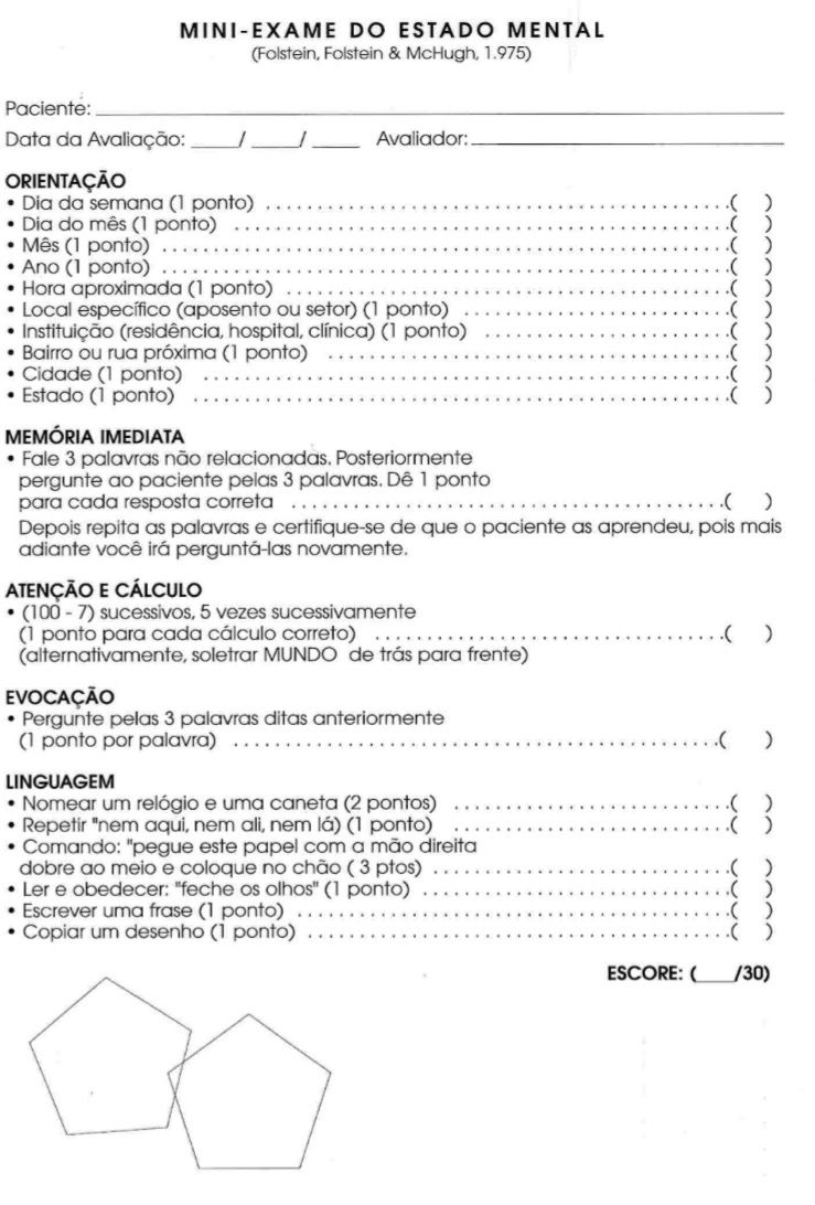 Mini exame do estado mental