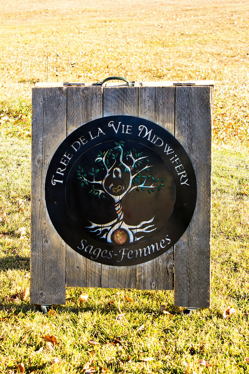 wood + metal sign