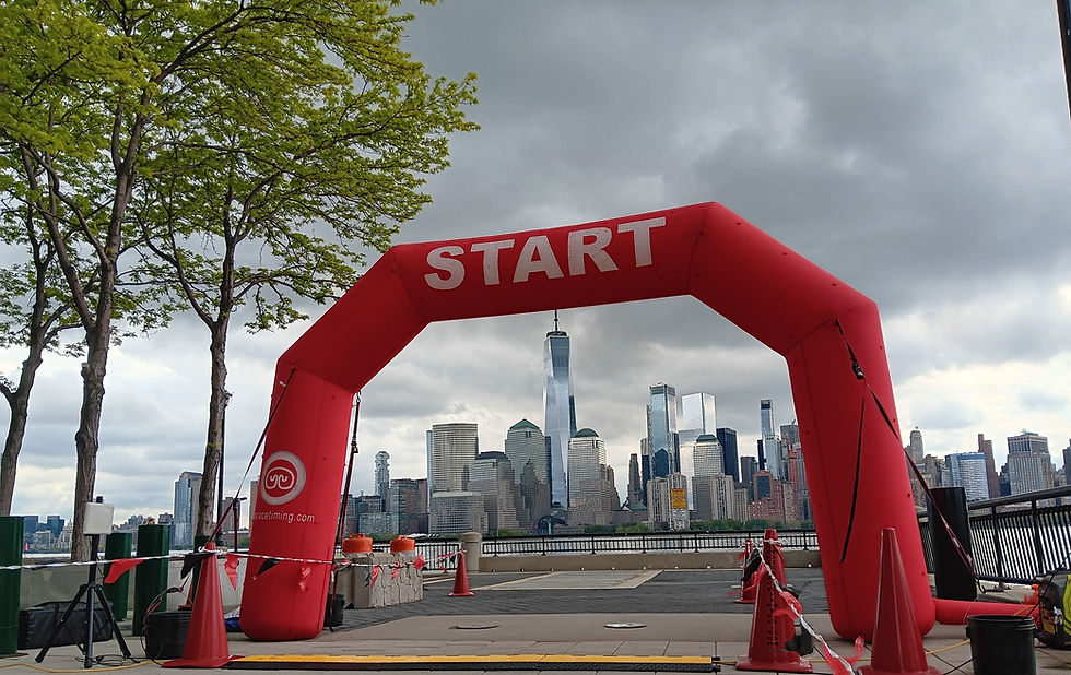 The picturesque startline of the 5k for Pizza in Jersey City timed by affordable and accurate race timing company, Rock Race Timing