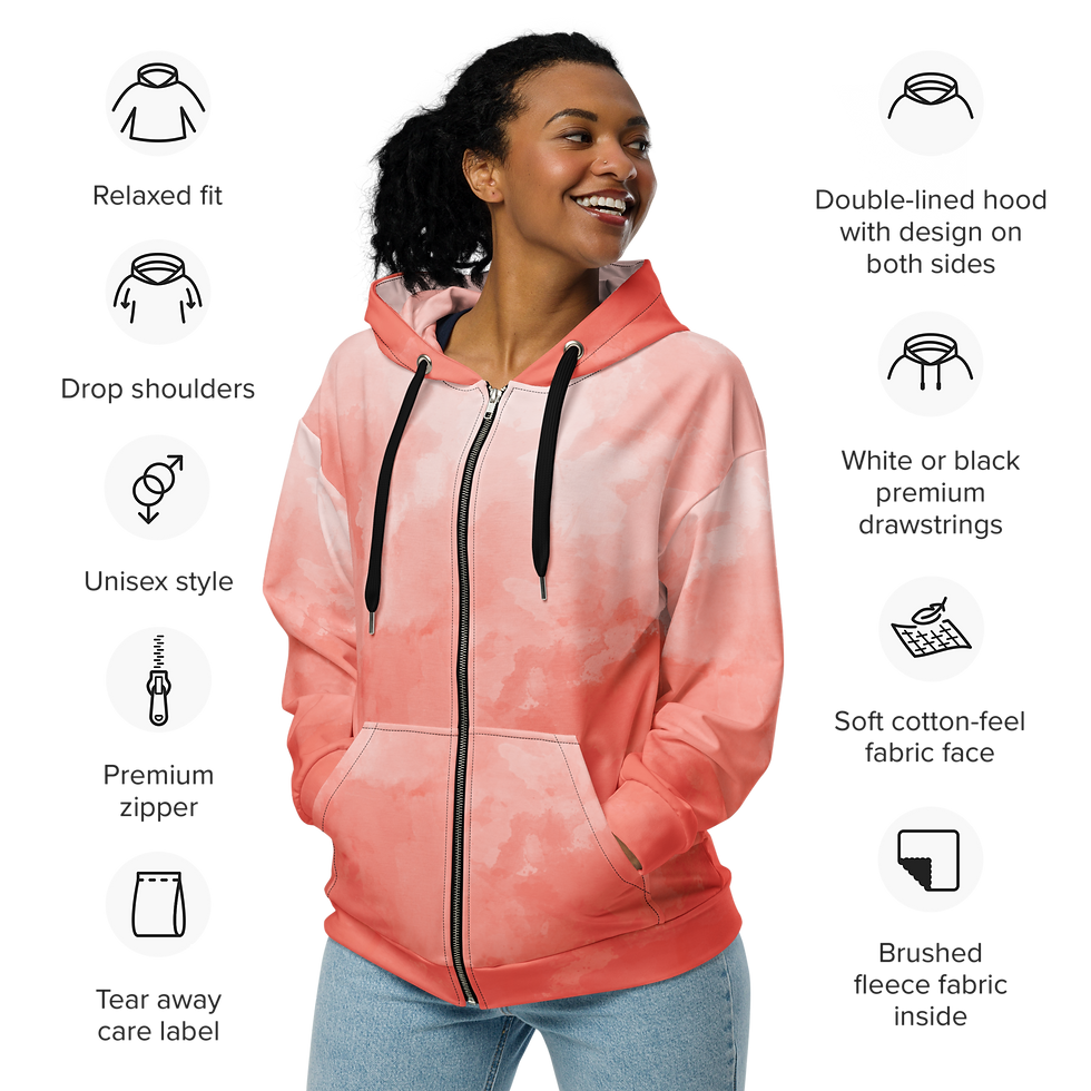 Thumbnail: Red gold Unisex zip hoodie