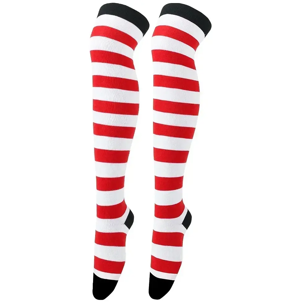 Miniatura: Long Socks Womens Over Above Knee Striped Thigh High Stockings Polka Dot Ladies