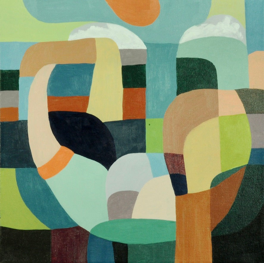 "Stocking Factory", acrylic on canvas, 12 x 12, 2022,      175-