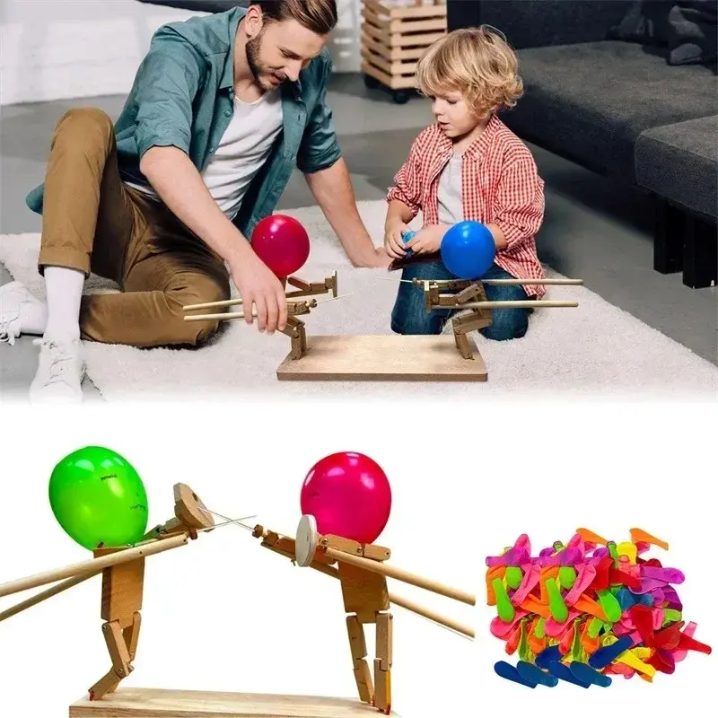Thumbnail: Balloon Bamboo Man Battle Wooden Fighter with Inflatable Head Game for 2 Players