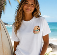 Wāhine Haolé Surfboard Co. graphic tee for surfer girls, beach babes, salty souls, wave riders, and ocean-loving women.