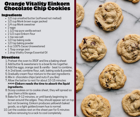 Orange Vitality Infused Einkorn Chocolate Chip Cookies