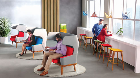 Godrej Interio SOCIAL OFFICE SOCIAL OFFICE is a set of 40 furniture element s that will help create INFORMAL workspace settings as per the user needs. SOCIAL OFFICE will enable office spaces that allows people to IMMERSE: to do Focused Individual work,INTERACT: Collaborate with teams and REJUVENATE