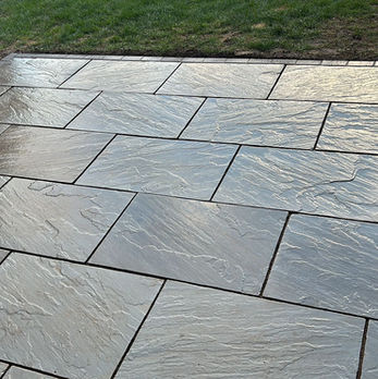 Natural stone patio paving installation in Northampton