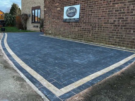 Block paving driveway with light border edging installed in Northampton