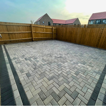 Herringbone block paving driveway with edging in Northampton