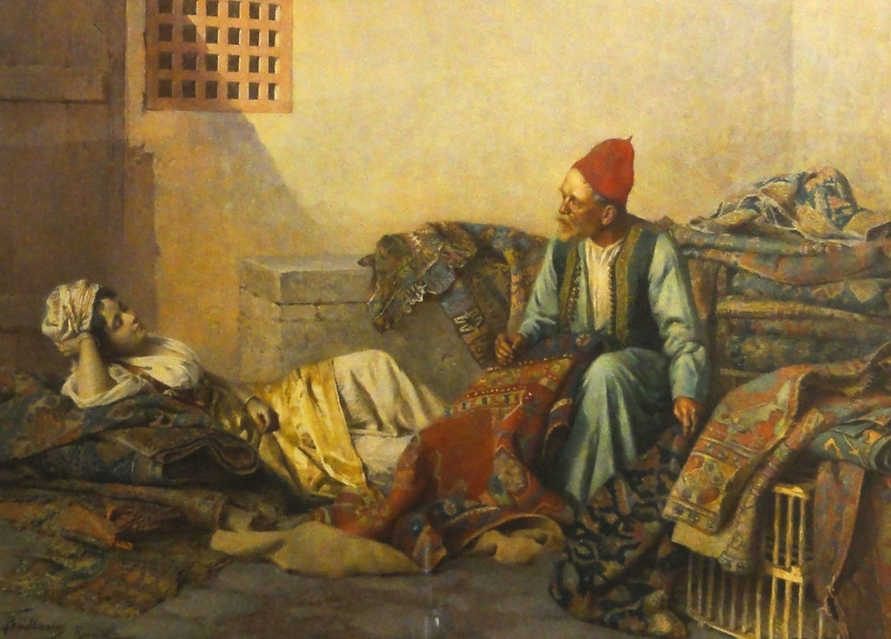 Federico Ballesio, The Rug Menders, Watercolor, 21x29"