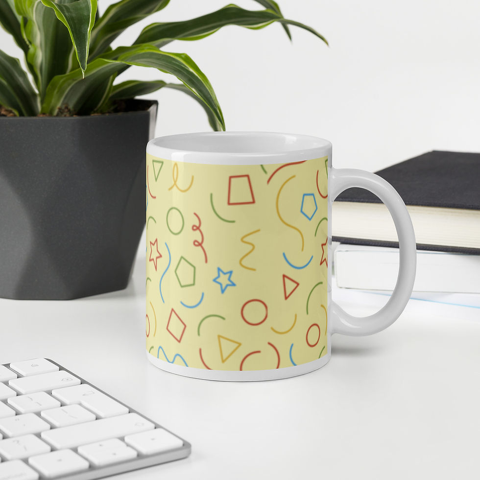 Thumbnail: Färgglad Kaffemugg med Geometriskt Mönster 💖