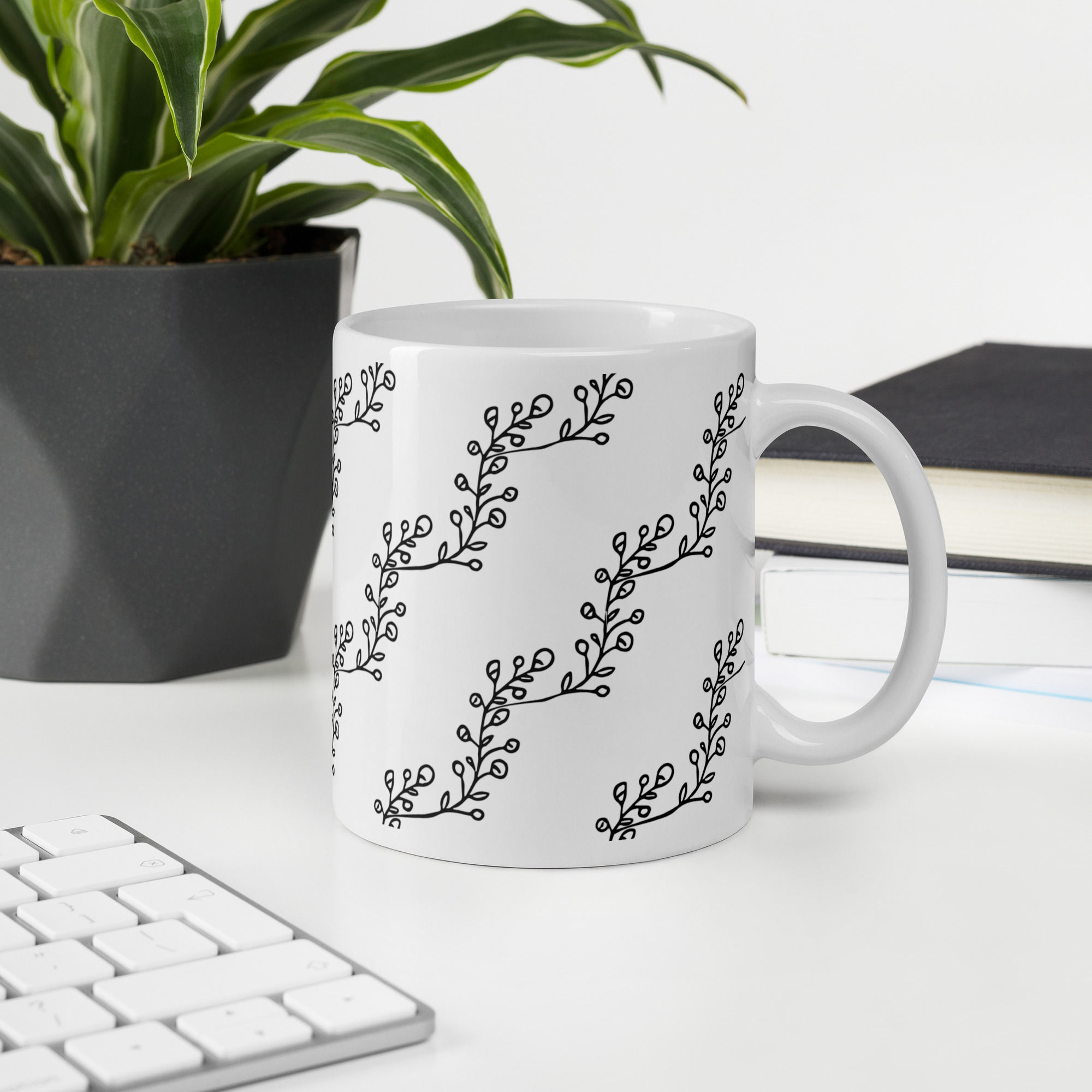 Minimalist Floral Pattern Mug – Stilren Kaffemugg med Elegant Blommönster ✨