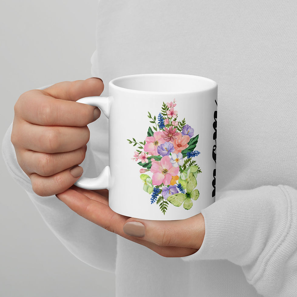 Miniatyrbild: Mom Inspirational Floral Mug – Kärleksfull Kaffemugg till Mamma 🌸✨